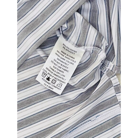 FJ Footjoy Golf Polo Shirt Mens XL 3 Button Gray Striped Logo Short Sleeve - Picture 5 of 7